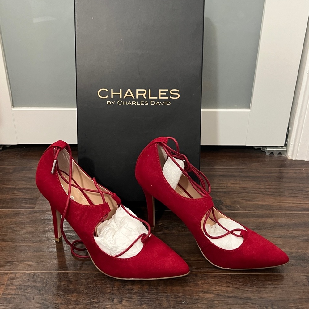 Charles by Charles David Red Lace-Up Heels